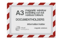 Magnetic windows A3 incl. cut out (various colours) | Red / White