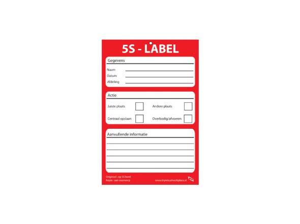 5S Tags (labels) - TnP Visual Workplace