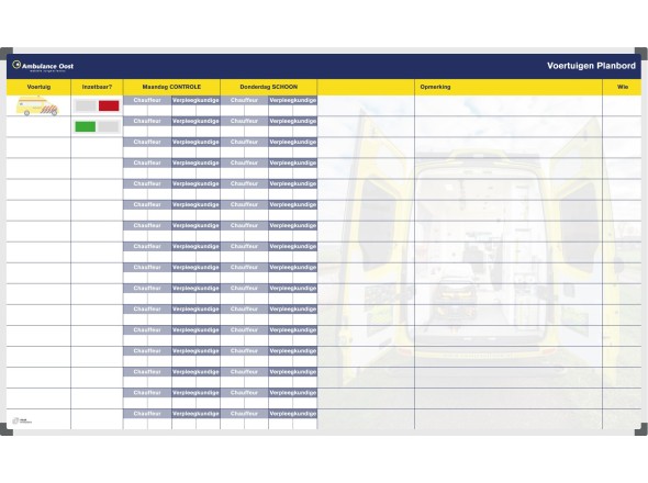 Ambulance East Foundation planning board (200x120cm)